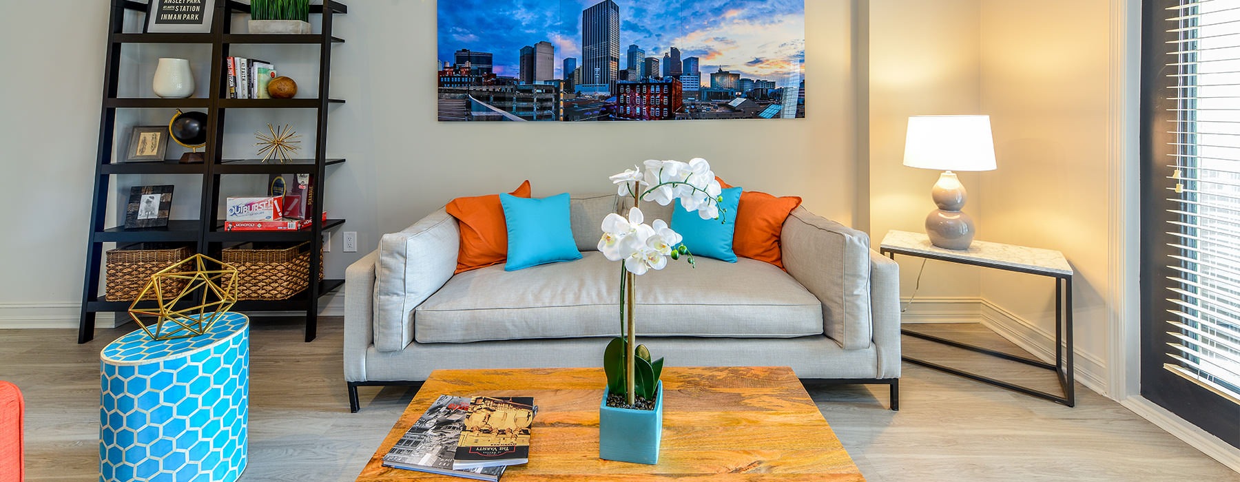 living room with couch and coffee table
